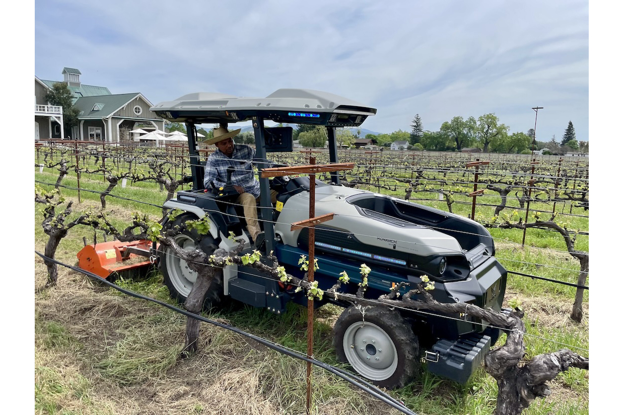 Manuel on our electric tractor in Kronos Vineyard