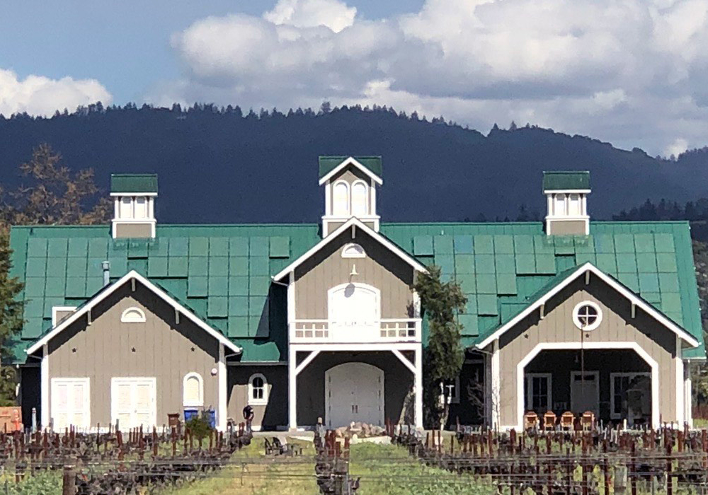 Corison Winery with solar panels on the roof