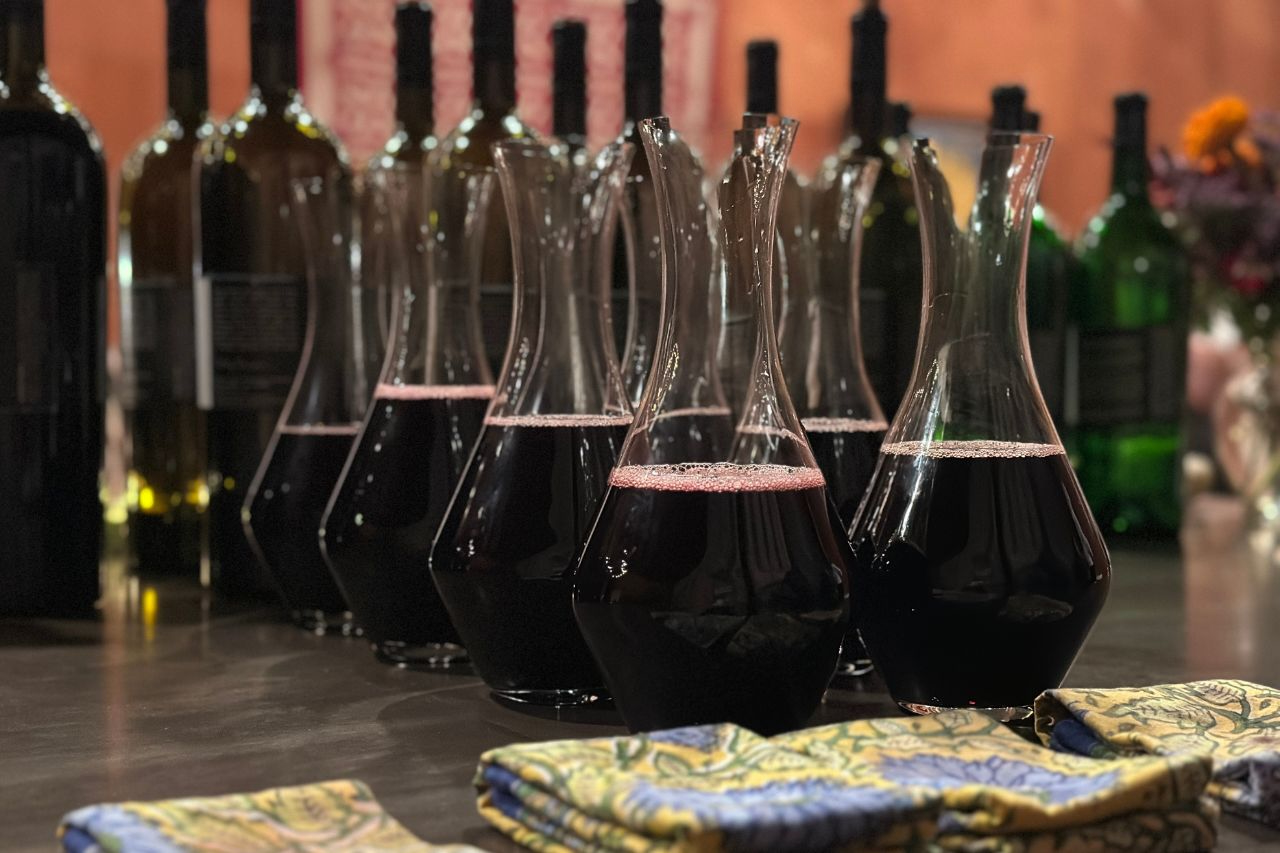 Decanted library wines for a fall dinner party at Corison Winery.