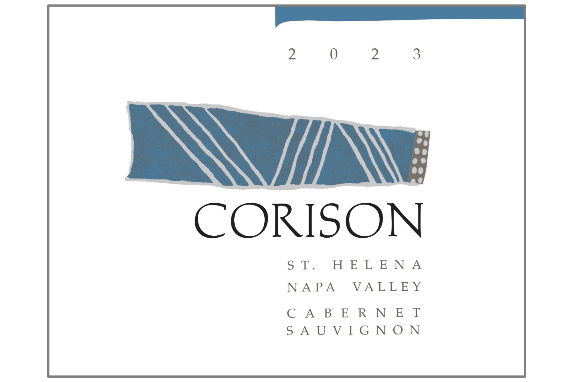 Label of the 2023 Corison St. Helena Napa Valley Cabernet Sauvignon with the Corison logo